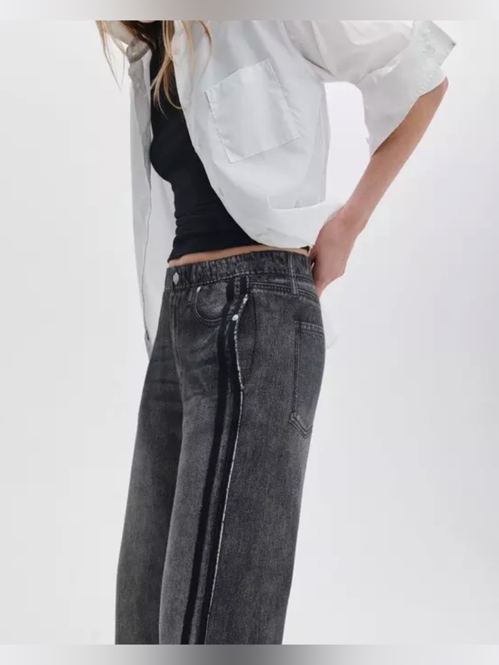 Rag Bone Women’s Washed Black Straight-Leggings With Side Stripe